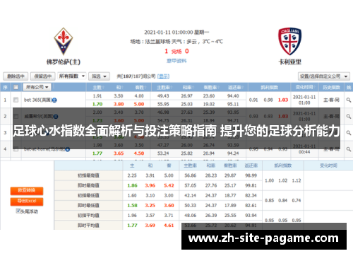 足球心水指数全面解析与投注策略指南 提升您的足球分析能力